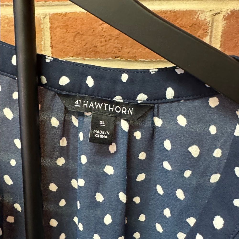 41 Hawthorn Navy and White Polka Dot Blouse - Picture 2 of 3
